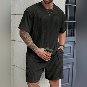 Mens Cable Knit 2PC Short Set